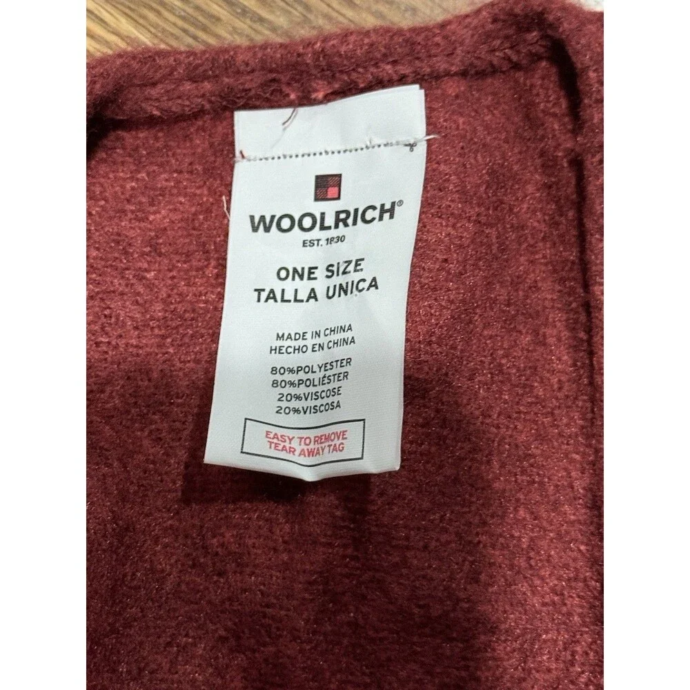 Woolrich Plaid Poncho Cape One Size Burgundy Red Blanket Wrap Shawl Fringe